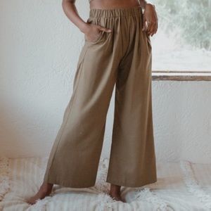 OZMA Cropped Wide Leg, Silk Noil pants